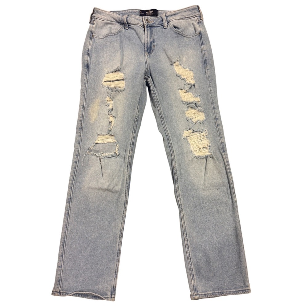 Hollister Low-Rise Boyfriend Jeans Light Wash Distressed Vintage Stretch 7S W28 - Picture 1 of 10